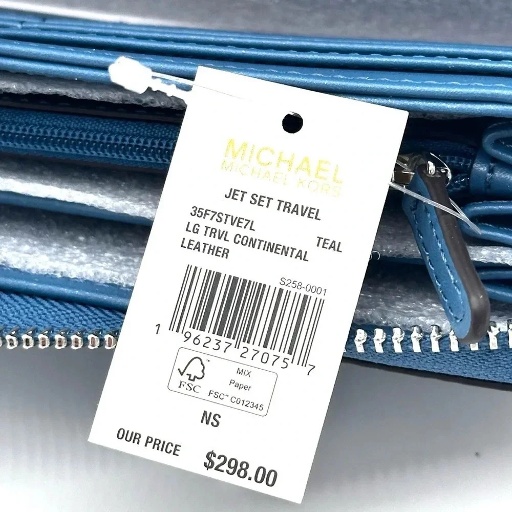 Michael Kors Large Continental Wallet Wristlet Teal (NWT)